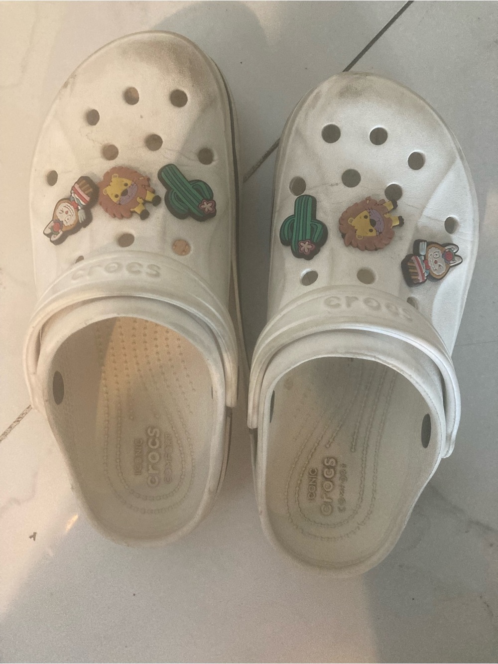 CROCS Kids White Clog Sandals with Fun Charms